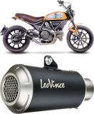 Exhaust Tip Without Sound Certification Lv-10 Steel Black Stainless Steel End Cap - Leovince Compatible With Ducati Scrambler 800 Classic (2015-2016)