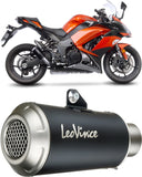 Dual Exhaust System Without Sound Certification Lv-10 Steel Black Stainless Steel End Cap - Leovince Compatible With Kawasaki Z 1000 Sx (2010-2016)