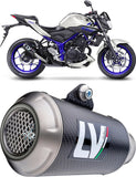 Exhaust Tip Without Sound Certification Lv-10 Carbon Fiber Stainless Steel End Cap - Leovince Compatible With Yamaha Yzf-R1 - M 1000 (2015-2016)