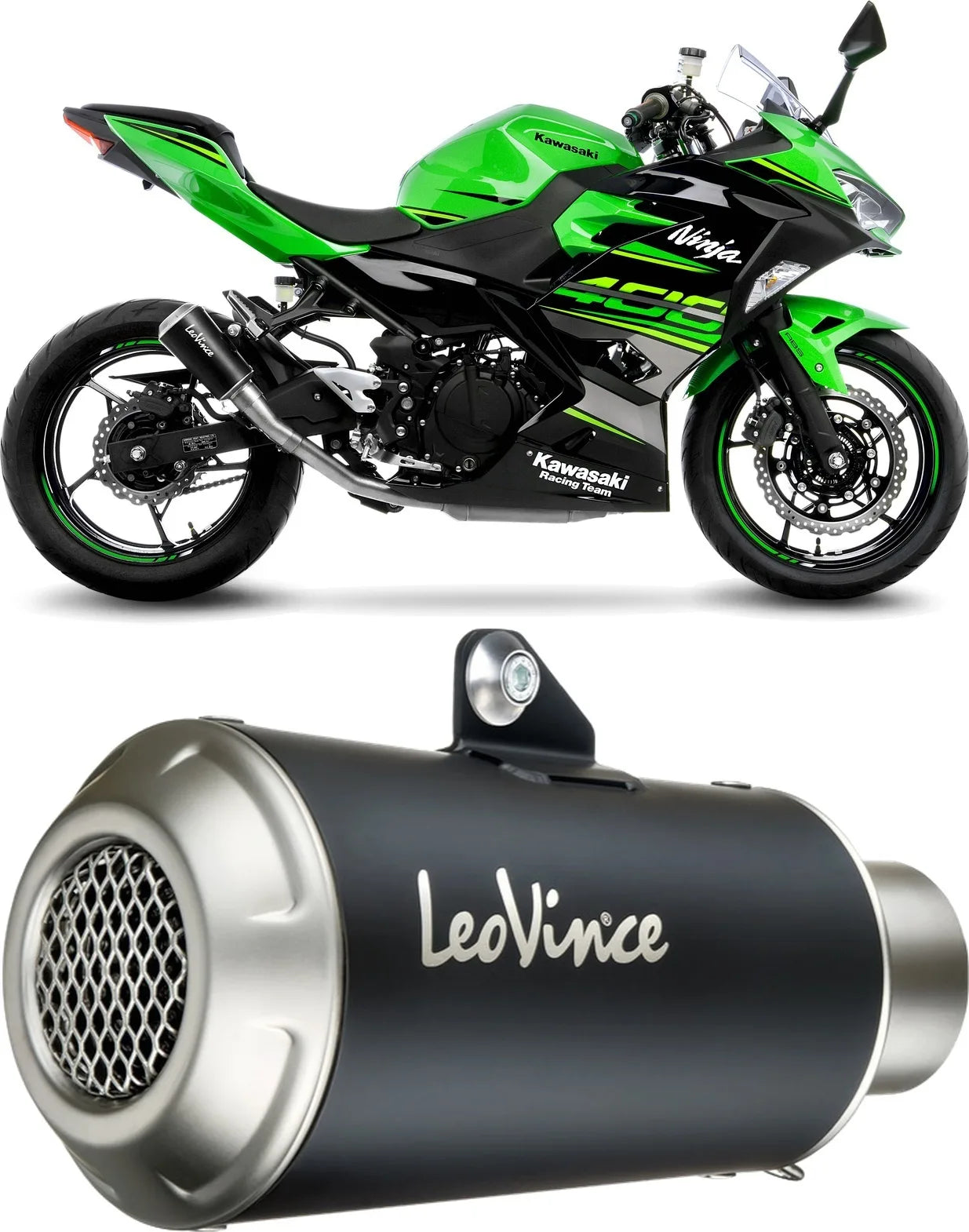 Exhaust Tip Without Sound Certification Lv-10 Steel Black Stainless Steel End Cap - Leovince Compatible With Kawasaki Z 400 (2019-2021)