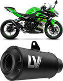 Exhaust Tip Without Sound Certification Lv-10 Steel Full Black Steel Black End Cap - Leovince Compatible With Kawasaki Ninja 400 (2018-2021)