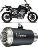 Dual Exhaust System Without Sound Certification Lv-10 Steel Black Stainless Steel End Cap - Leovince Compatible With Ktm 790 Duke - L A2 (2018-2020)