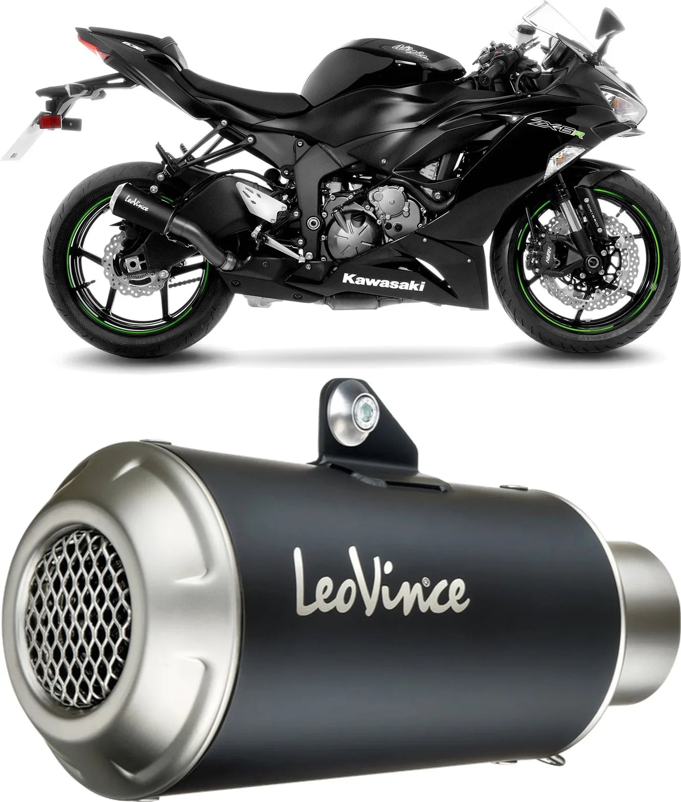 Exhaust Tip Without Sound Certification Lv-10 Steel Black Stainless Steel End Cap - Leovince Compatible With Kawasaki Zx 6R Ninja (2013-2016)