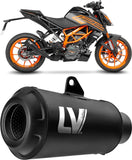 Exhaust Tip Without Sound Certification Lv-10 Steel Full Black Steel Black End Cap - Leovince Compatible With Ktm 390 Duke (2021-2023)