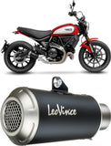 Exhaust Tip Without Sound Certification Lv-10 Steel Black Stainless Steel End Cap - Leovince Compatible With Ducati Scrambler 800 Night Shift (2021-2022)