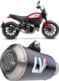 Exhaust Tip Without Sound Certification Lv-10 Carbon Fiber Stainless Steel End Cap - Leovince Compatible With Ducati Scrambler 800 Night Shift (2021-2022)