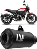 Exhaust Tip Without Sound Certification Lv-10 Steel Full Black Steel Black End Cap - Leovince Compatible With Ducati Scrambler 800 Urban Motard (2021-2022)