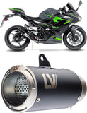 Exhaust Tip Without Sound Certification Lv Corsa Steel Black Stainless Steel End Cap - Leovince Compatible With Kawasaki Z 400 (2019-2021)