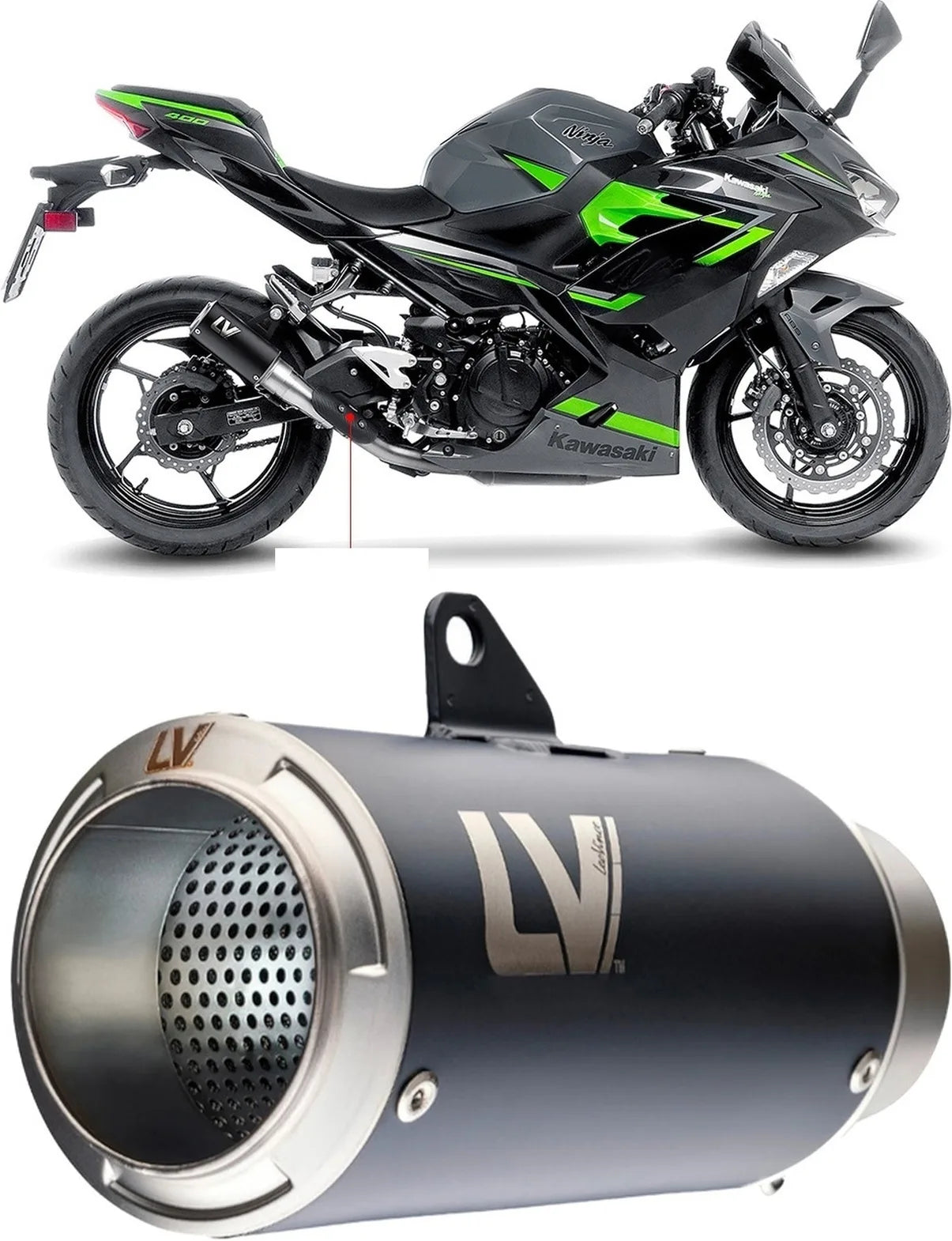 Exhaust Tip Without Sound Certification Lv Corsa Steel Black Stainless Steel End Cap - Leovince Compatible With Kawasaki Z 400 (2019-2021)