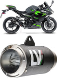 Exhaust Tip Without Sound Certification Lv Corsa Carbon Fiber Stainless Steel End Cap - Leovince Compatible With Kawasaki Ninja 500 - Se (2024-2026)