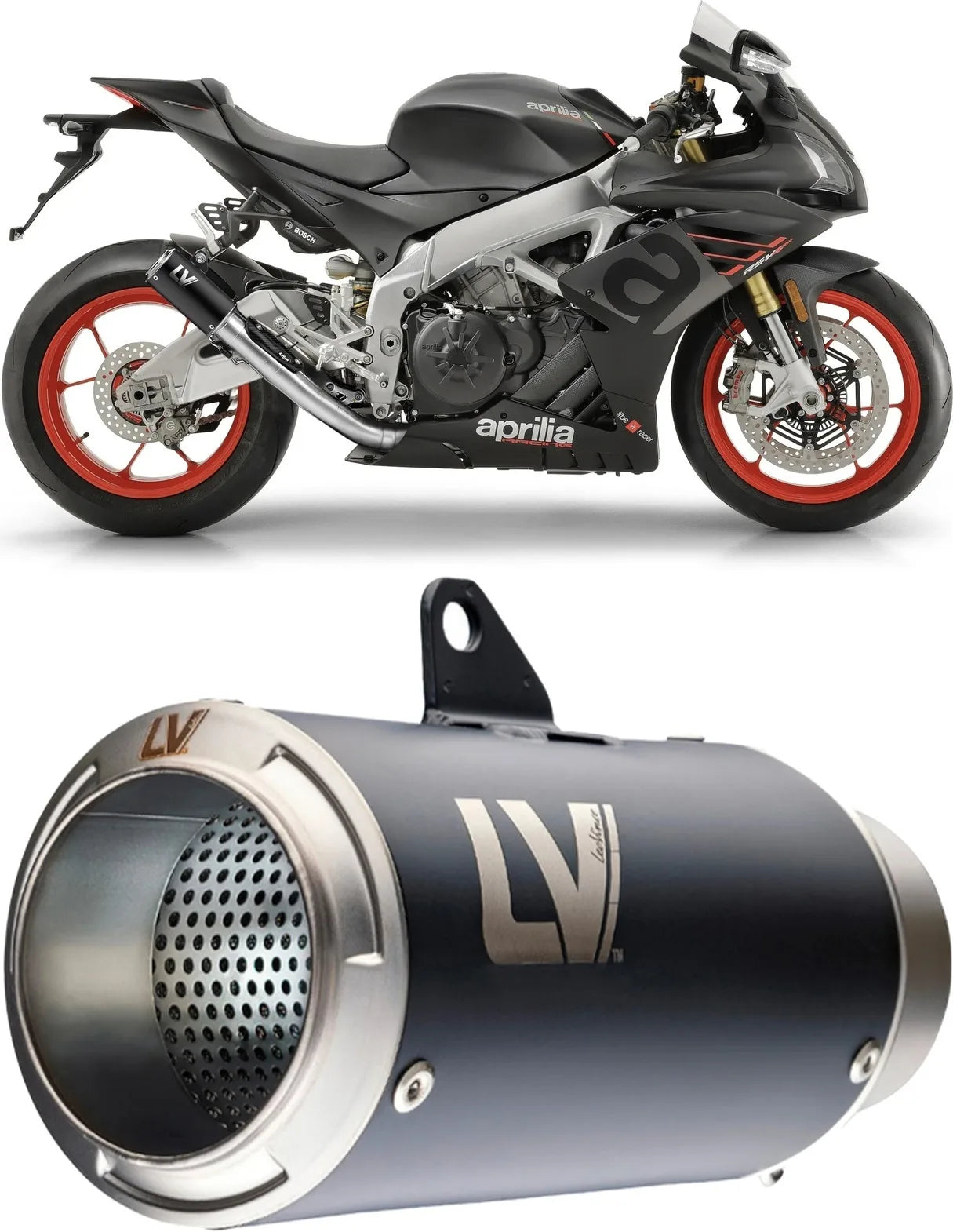 Exhaust Tip Without Sound Certification Lv Corsa Steel Black Stainless Steel End Cap - Leovince Compatible With Aprilia Tuono V4 1100 Factory (2021-2024)