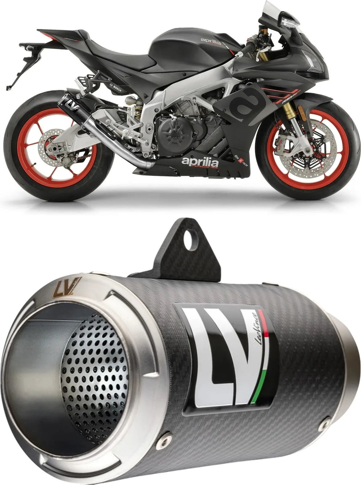 Exhaust Tip Without Sound Certification Lv Corsa Carbon Fiber Stainless Steel End Cap - Leovince Compatible With Aprilia Tuono V4 1100 (2021-2024)