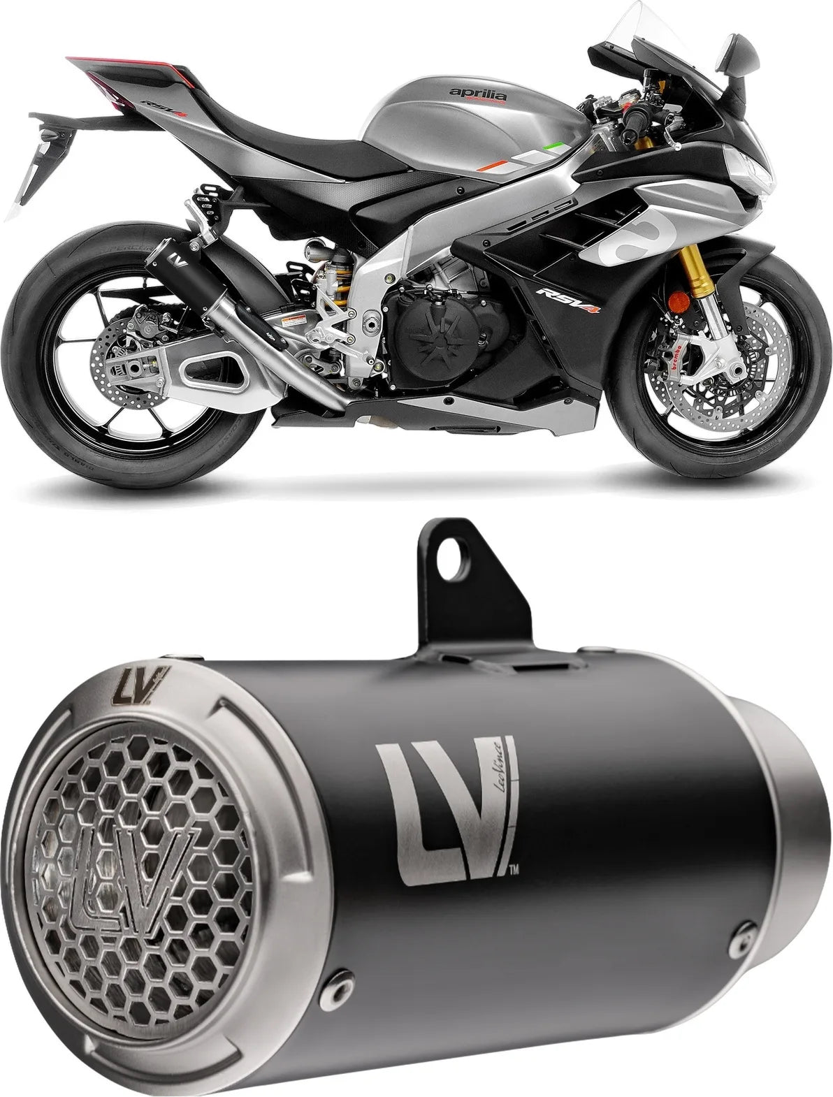Exhaust Tip Without Sound Certification Lv Corsa S Steel Black Stainless Steel End Cap - Leovince Compatible With Aprilia Rsv4 1100 (2021-2024)