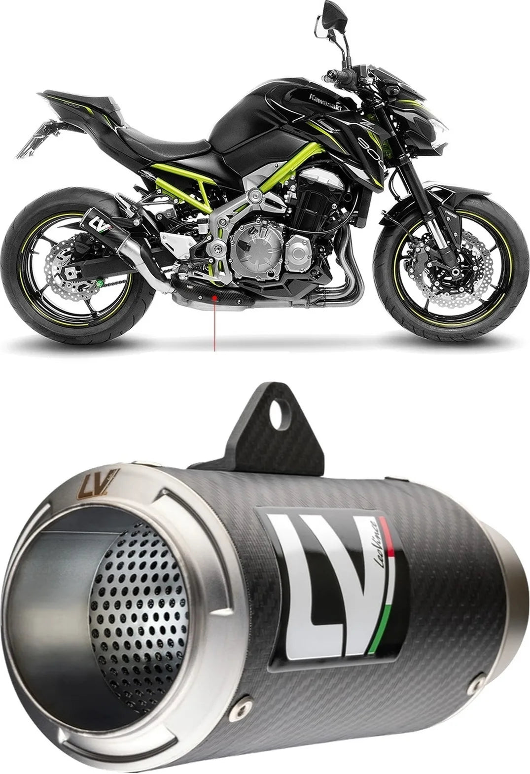 Exhaust Tip Without Sound Certification Lv Corsa Carbon Fiber Stainless Steel End Cap - Leovince Compatible With Kawasaki Z 900 (2025-2026)
