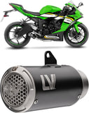 Exhaust Tip Without Sound Certification Lv Corsa S Steel Black Stainless Steel End Cap - Leovince Compatible With Kawasaki Zx 6R Ninja (2013-2016)