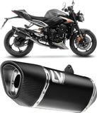 Complete Exhaust System Without Catalytic Converter And Without Sound Certification Lv-14 R Steel Black Carbon Fiber End Cap - Leovince Compatible With Triumph Street Triple 765 A2 (2023-2024)