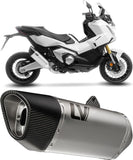 Exhaust Tip Without Sound Certification Lv-14 R Stainless Steel Carbon Fiber End Cap - Leovince Compatible With Honda Forza 750 (2021-2024)