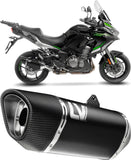 Exhaust Tip Without Sound Certification Lv-14 R Steel Black Carbon Fiber End Cap - Leovince Compatible With Kawasaki Versys 1000 (2019-2024)
