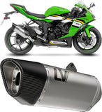 Exhaust Tip Without Sound Certification Lv-14 R Stainless Steel Carbon Fiber End Cap - Leovince Compatible With Kawasaki Zx 6R Ninja (2024-2026)