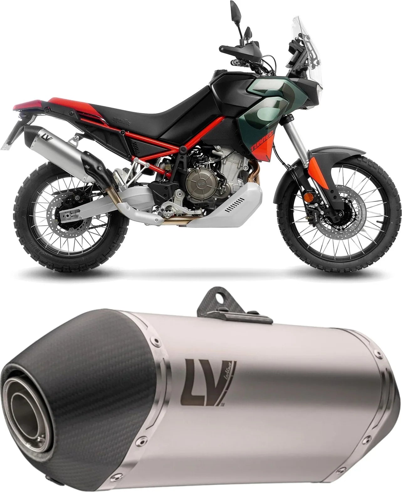 Exhaust Tip Without Sound Certification Lv-14 Stainless Steel Carbon Fiber End Cap - Leovince Compatible With Aprilia Tuareg 660 (2025-2026)