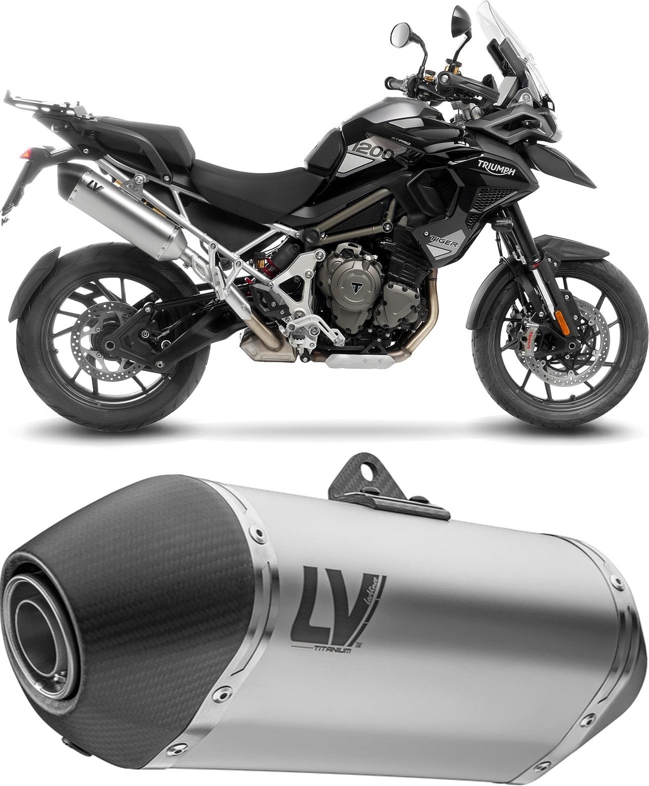 Exhaust Tip Without Sound Certification Lv-14 Titanium Carbon Fiber End Cap - Leovince Compatible With Triumph Tiger 1200 Gt (2025-2026)