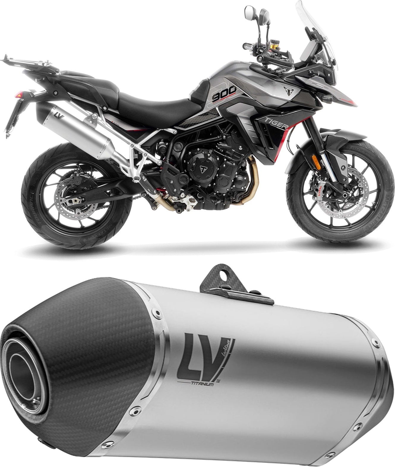 Exhaust Tip Without Sound Certification Lv-14 Titanium Carbon Fiber End Cap - Leovince Compatible With Triumph Tiger 900 Gt Pro (2024-2026)