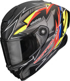 Full-Face Motorcycle Helmet Scorpion Exo Exo-Race Air Ultra Tct / Carbon Matt Black Red Yellow Move On Size L