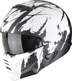 Full-Face Motorcycle Helmet Scorpion Exo Exo-Combat Ii Polycarbonate Matt Black White Marauder Size M