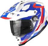 Full-Face Motorcycle Helmet Scorpion Exo Adf-9000 Air Ultra Tct White Blue Red Patrol Size M