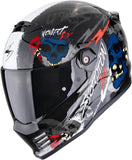 Full-Face Motorcycle Helmet Scorpion Exo Covert Fx Ultra Tct Black Grey Red Skullz Size M
