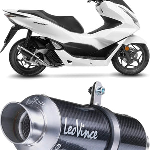 Complete Exhaust System Without Catalytic Converter And Without Sound Certification Gp Corsa Carbon Fiber - Leovince Compatible With Honda Pcx 125 (2021-2024)