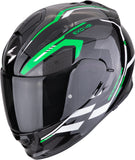 Full-Face Motorcycle Helmet Scorpion Exo Exo-491 Polycarbonate Black Green White Kripta Size M