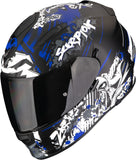 Full-Face Motorcycle Helmet Scorpion Exo Exo-491 Polycarbonate Matt Black Blue Spector Size L