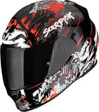 Full-Face Motorcycle Helmet Scorpion Exo Exo-491 Polycarbonate Black Red Spector Size L