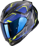 Full-Face Motorcycle Helmet Scorpion Exo Exo-491 Polycarbonate Black Blue Neon Yellow Zumo Size M