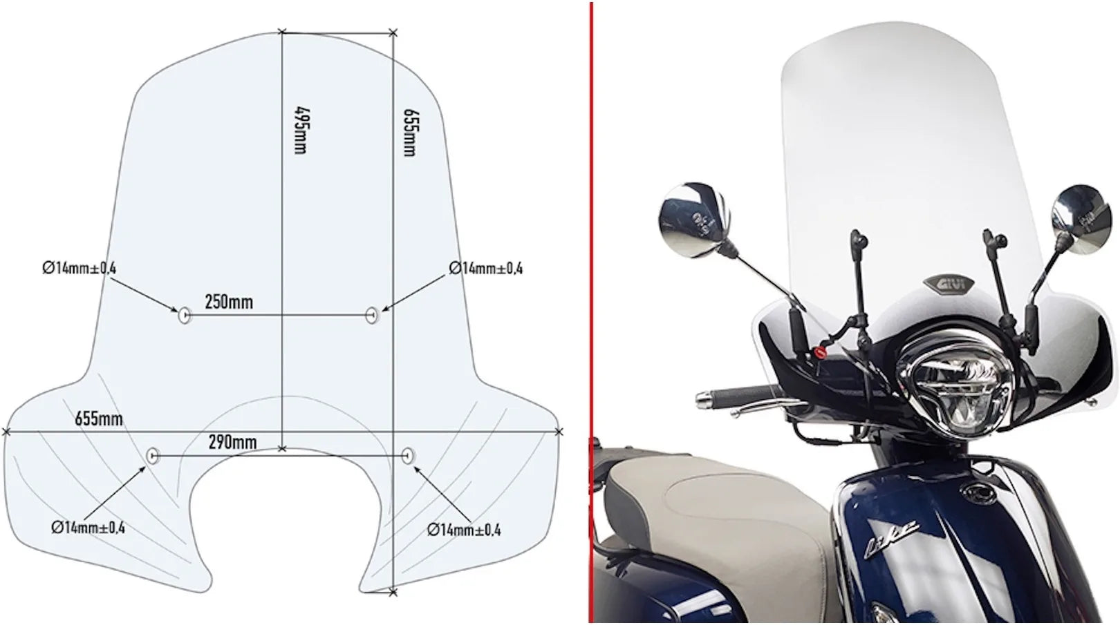 Transparent Wind-Screen - Givi Compatible With Kymco Like 50 - 125 - 150 (2017-2024)