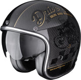 Urban Motorcycle Helmet Scorpion Exo Belfast Evo Carbon Carbon Fiber Black Gold Zippy Size Xl