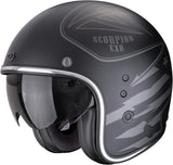 Urban Motorcycle Helmet Scorpion Exo Belfast Evo Ultra Tct Matt Black Silver Dawg Size M