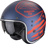 Urban Motorcycle Helmet Scorpion Exo Belfast Evo Ultra Tct Matt Blue Red Dawg Size S