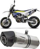 Exhaust Tip Without Sound Certification Nero Stainless Steel Carbon Fiber End Cap - Leovince Compatible With Piaggio Mp3 500 (2011-2016)