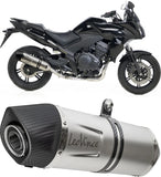 Exhaust Tip Without Sound Certification Lv One Evo Stainless Steel Carbon Fiber End Cap - Leovince Compatible With Honda Vfr 1200 X Crosstourer (2012-2015)