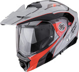 Full-Face Motorcycle Helmet Scorpion Exo Adx-2 Polycarbonate Grey Red Kamps Size M
