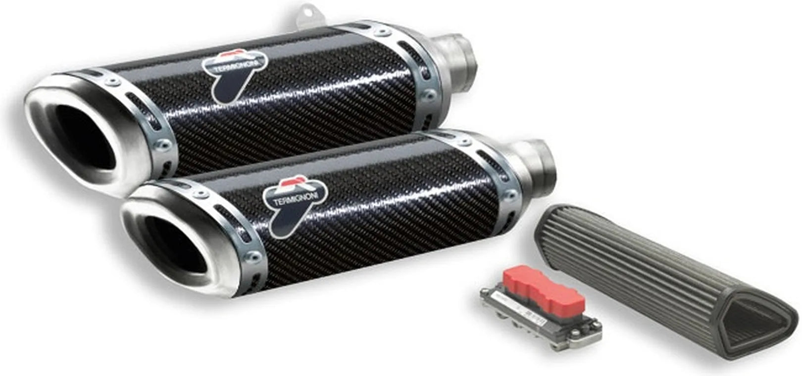 Dual Exhaust System Without Sound Certification Carbon - Termignoni Compatible With Ducati Streetfighter 848