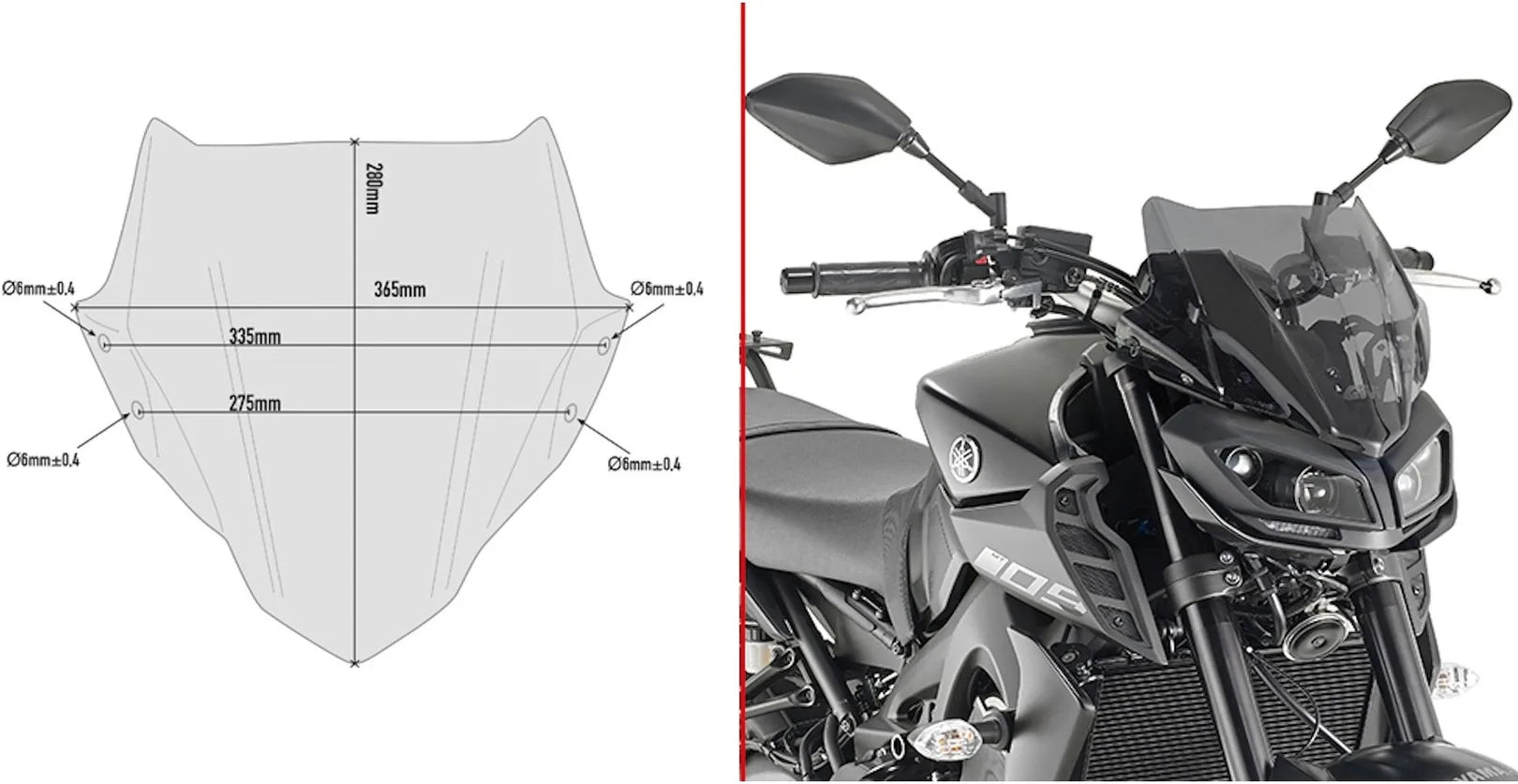 Smoked Wind-Scree - Givi Compatible With Yamaha Mt-09 (2017-2020)