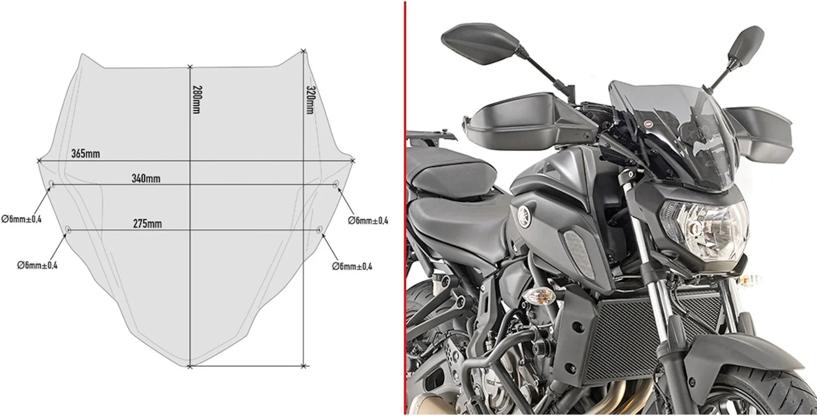 Smoked Wind-Scree - Givi Compatible With Yamaha Mt-07 (2018-2020)