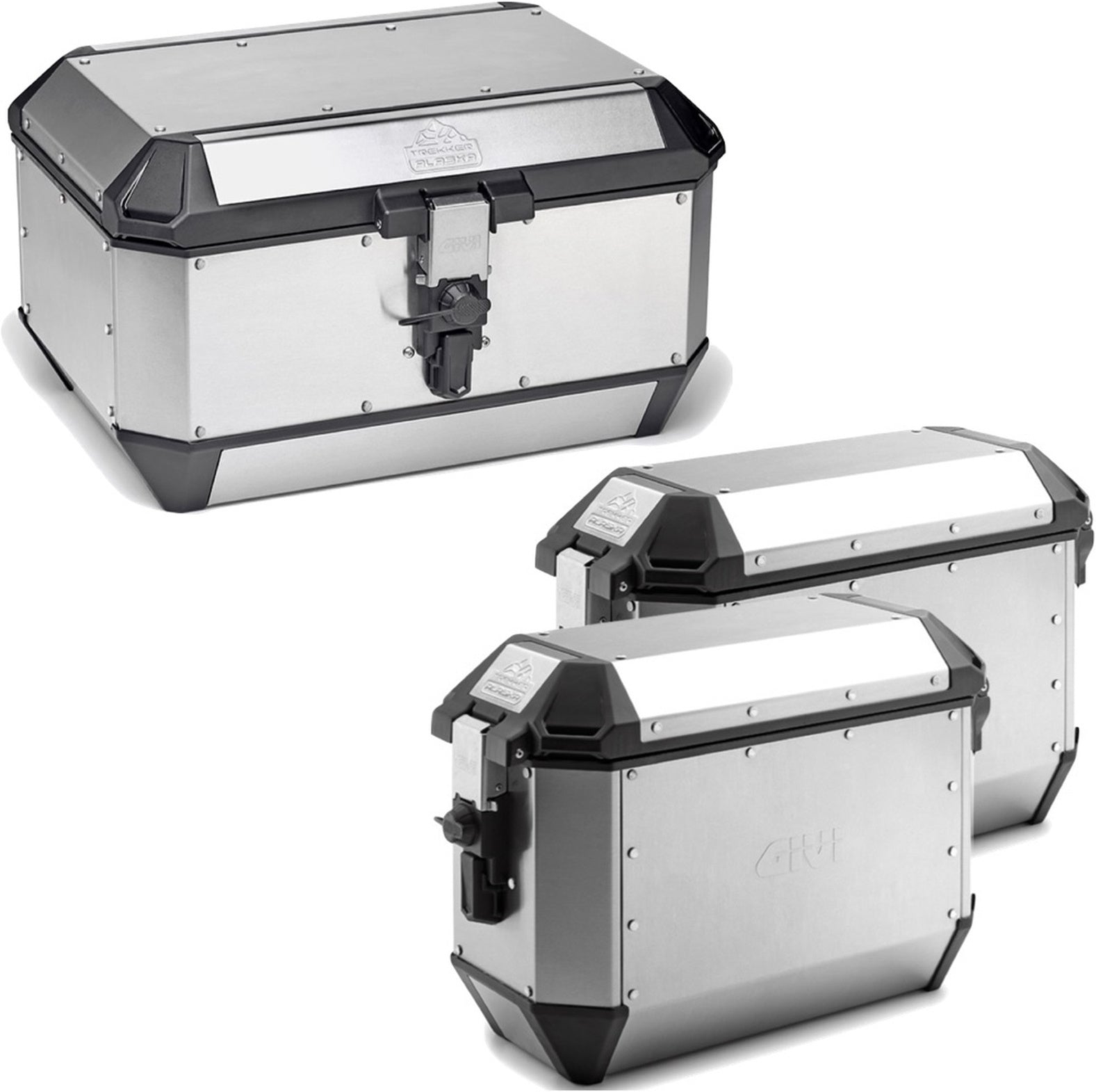 Trekker Alaska Aluminium Top Case + Side Cases - 128 Lt Trekker Alaska Aluminium - Givi Compatible With Triumph Bonneville T100 (2017-2022)