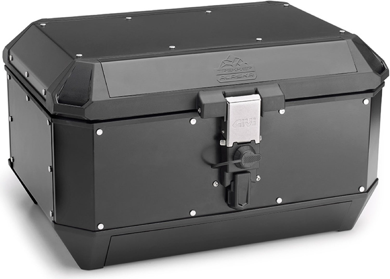 Monokey Trekker Alaska Black Aluminium Top Case - 56 Lt Trekker Alaska Aluminium - Givi Compatible With Sym Joymax 300 Z+ (2021-2024)