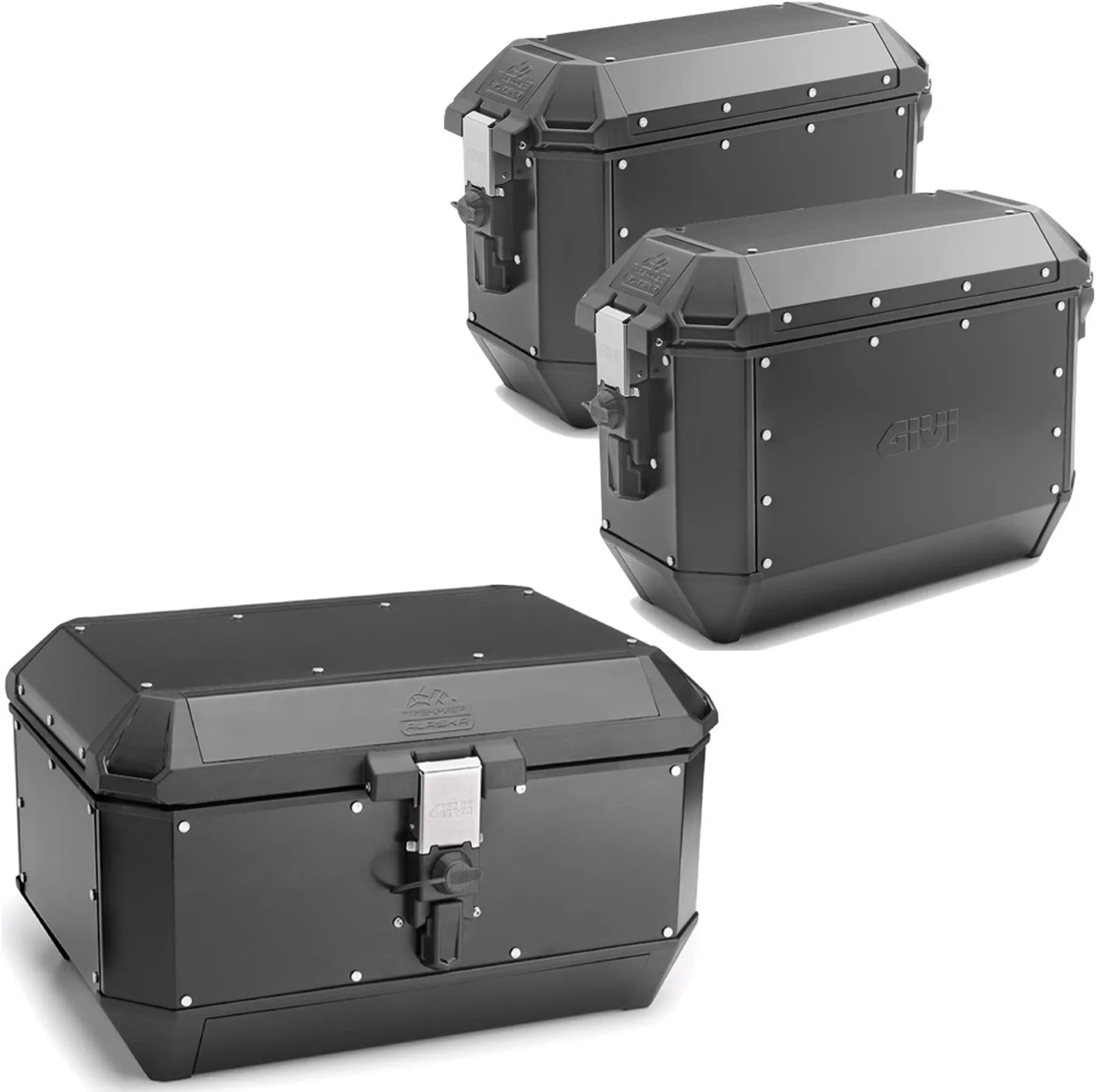 Trekker Alaska Aluminium Black Top Case + Side Cases - 128 Lt Trekker Alaska Aluminium - Givi Compatible With Benelli Trk 702 X (2023-2024)