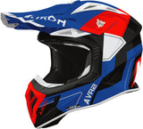 Off-Road Motorcycle Helmet Airoh Aviator Ace 2 - Av22S18 Composite Carbon Blue Red Gloss Shield Size Xl