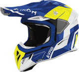 Off-Road Motorcycle Helmet Airoh Aviator Ace 2 - Av22S31 Composite Carbon Blue Yellow Gloss Shield Size S